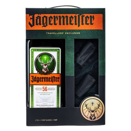 Jagermeister Trav. Excl.1.75+2 pohár+pumpa