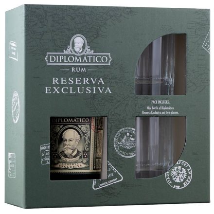 Rum Diplomatico Exclusiva 40% 0.7l díszdobozban+2 pohár